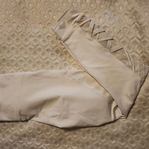 Fabletics White Leggings with Crisscross Detail